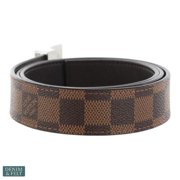 Louis Vuitton Unisex Damier Ebene PARIS Graphite‎ Buckle Belt 100/40 AUTHENTIC